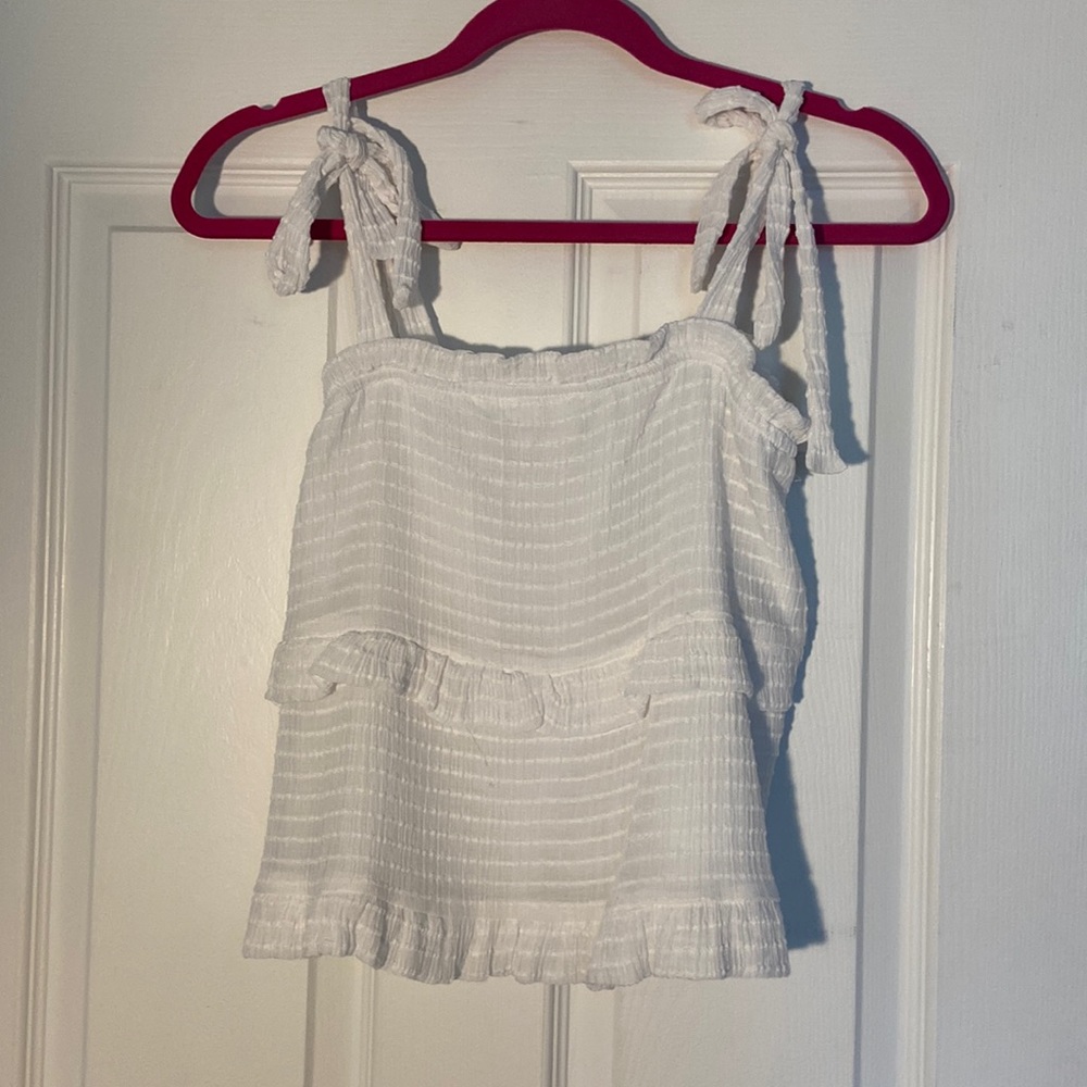 White tank with tie straps